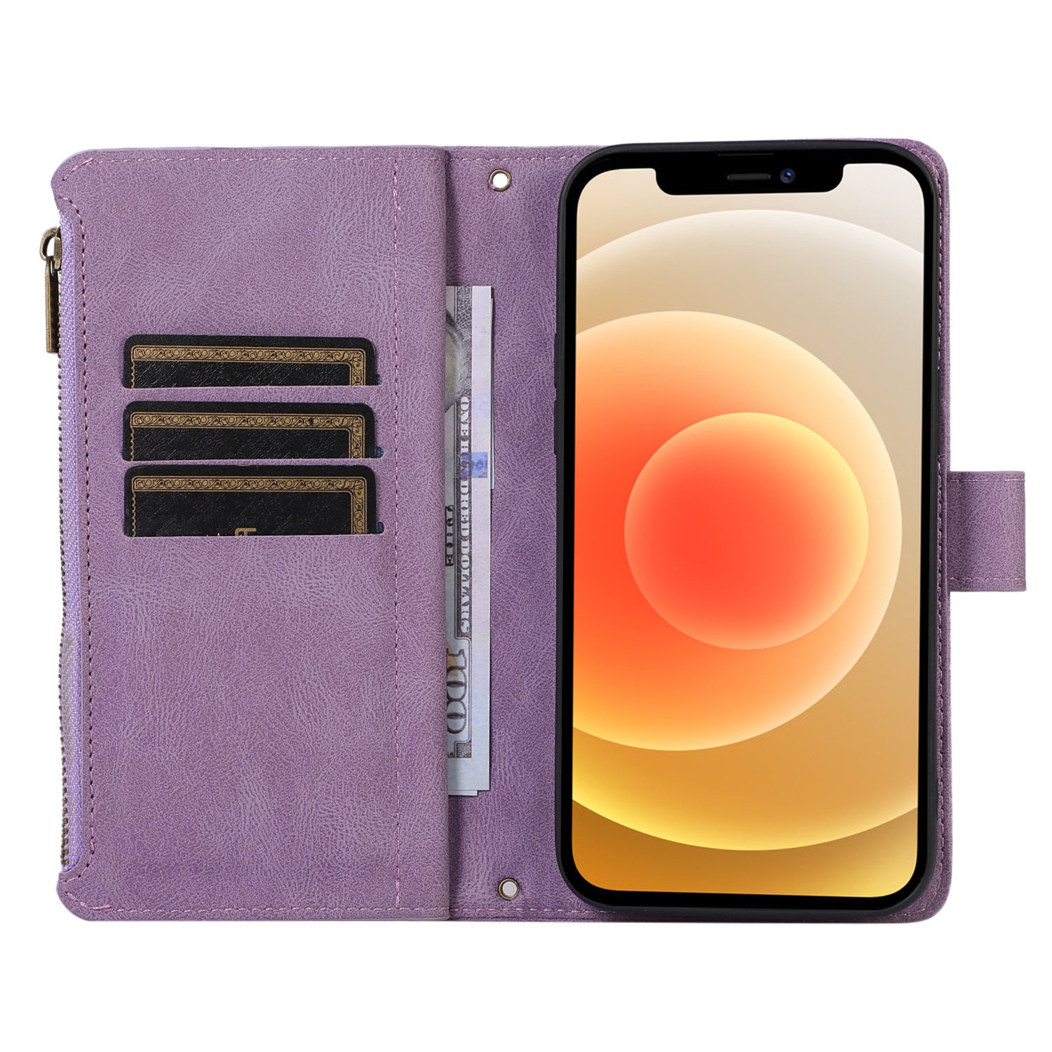 For iPhone 12 12 Pro 6.1 inch Zipper Pocket Leather Protective Shell Wallet Stand Phone Case with 9 Card Slots For iPhone 12 12 Pro 6.1 inch Zipper Pocket Leather Protective Shell Wallet Stand Phone Case with 9 Card Slots
